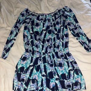 Lilly Pulitzer Blue and Green Elephant Print Dress